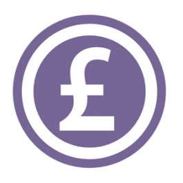 purple circle with £ in the centre